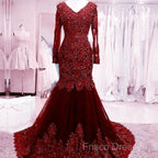 Long Mermaid Sequin Beaded Green Formal Prom Dress With Sleeves Lace Formal Dress