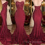 Long Mermaid Strapless Burgundy Formal Prom Dress
