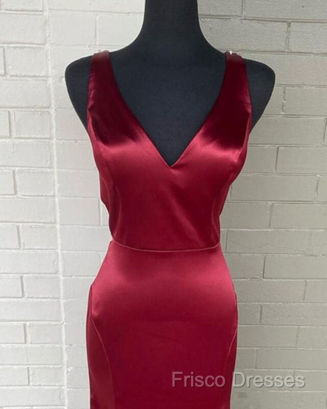 Long Mermaid V Neck Satin Bridesmaid Dress Secondary image