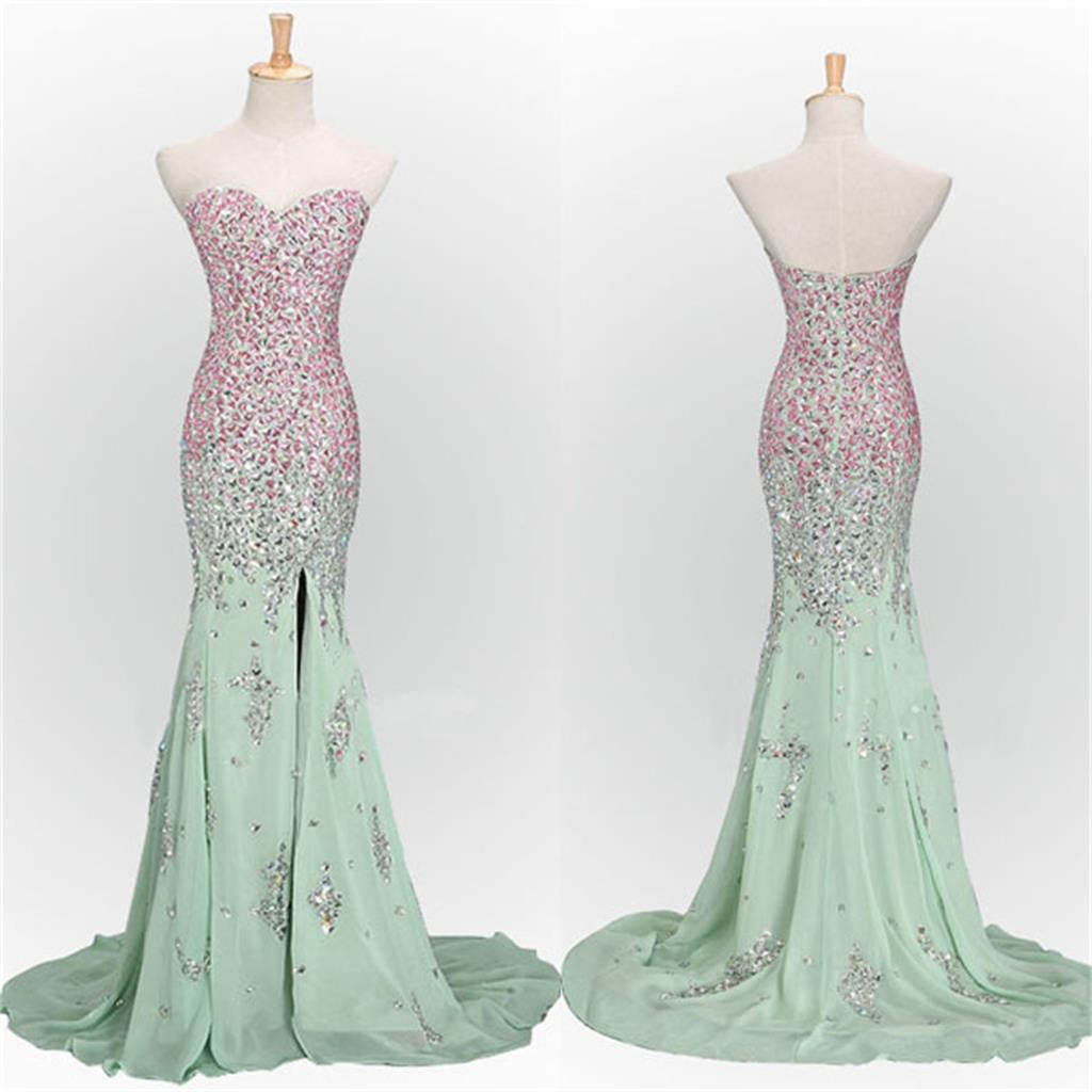 Long Mint Mermaid Sweetheart Sparkly Popular Unique Prom Dress Secondary image