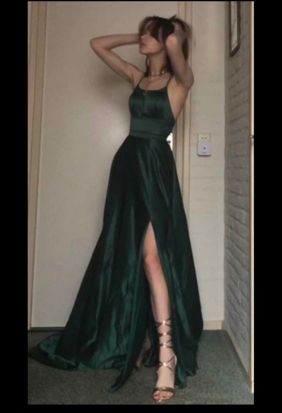 Dark Green Long Prom Dresses, Formal Graduation Party Dress Main image
