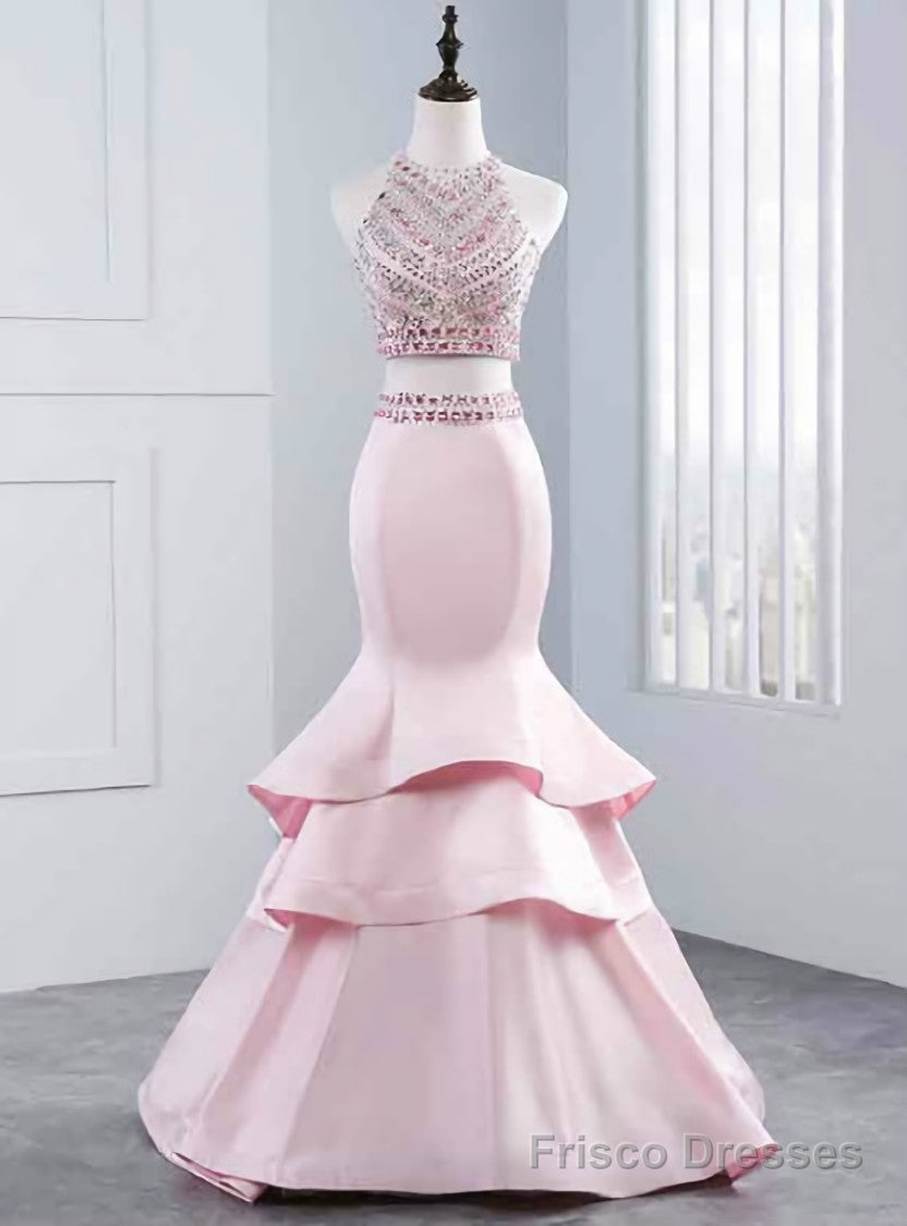 Long Prom Dresses Sexy Prom Dresses Two Piece Party Prom Dresses Beading Main image