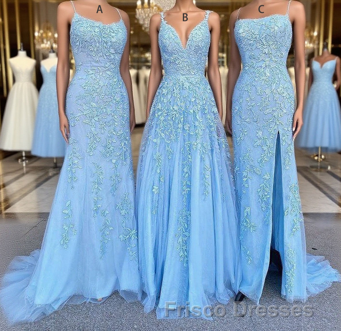 Long Formal Prom Dress with Applique,8th Graduation Dress School Dance Sky Blue Formal Prom Dress Main image