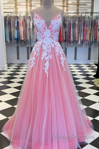 Long Formal Prom Dress With Appliques And Beading,Evening Dress,Charming Dance Dress