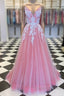 Long Formal Prom Dress With Appliques And Beading,Evening Dress,Charming Dance Dress