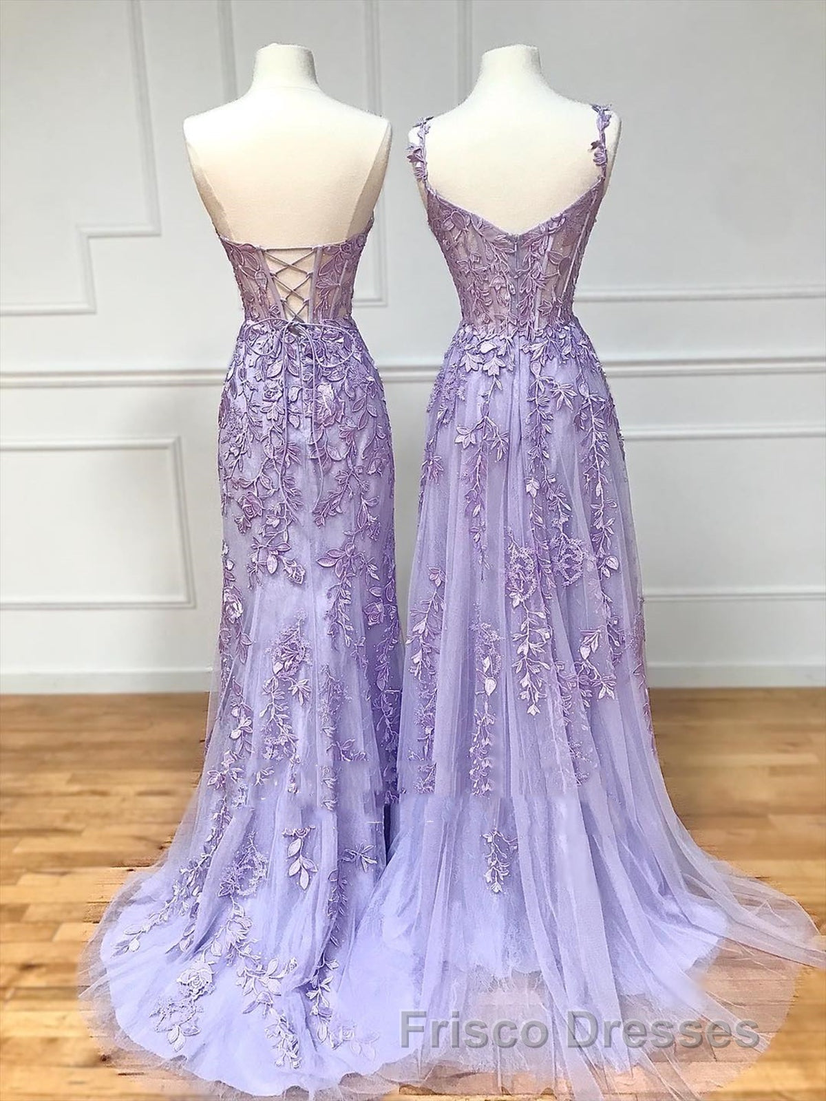 Long Purple Lace Formal Prom Dress,Unique A Line Formal Prom Evening Dress Secondary image