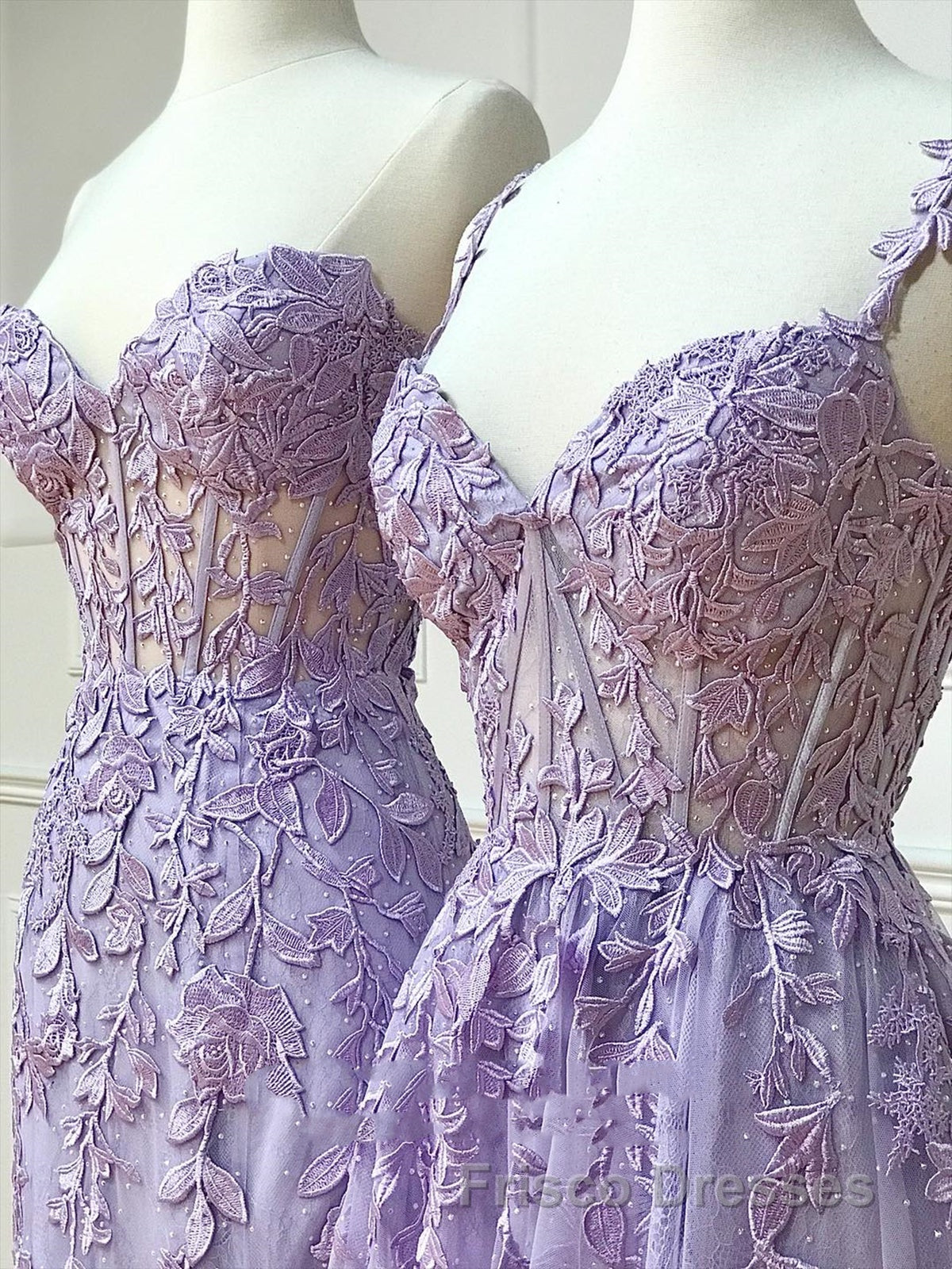 Long Purple Lace Formal Prom Dress,Unique A Line Formal Prom Evening Dress
