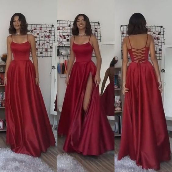 Long Red Prom Party Dress Secondary image