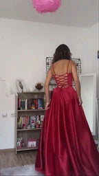 Long Red Prom Party Dress