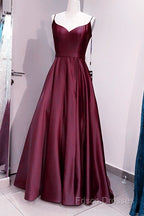 Long Royal Blue V Neck Formal Prom Dress Spaghetti Strap