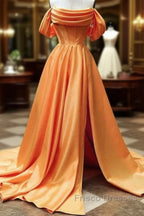 Long Satin Corset Formal Prom Dress Off The Shoulder Side Split