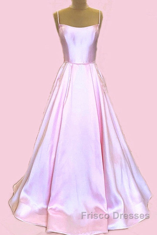 Long Satin Formal Prom Dress Spaghetti Straps Strapless