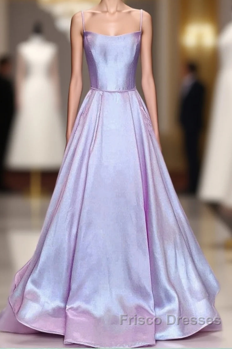 Long Satin Formal Prom Dress Spaghetti Straps Strapless Main image