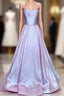 Long Satin Formal Prom Dress Spaghetti Straps Strapless