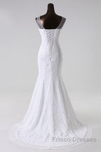Long Scoop Lace Mermaid Wedding Dress Bridal Dress