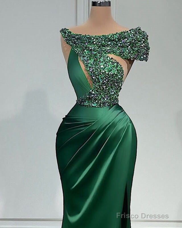 Long Sheath Satin Dress With Sequin Beaded Secondary image
