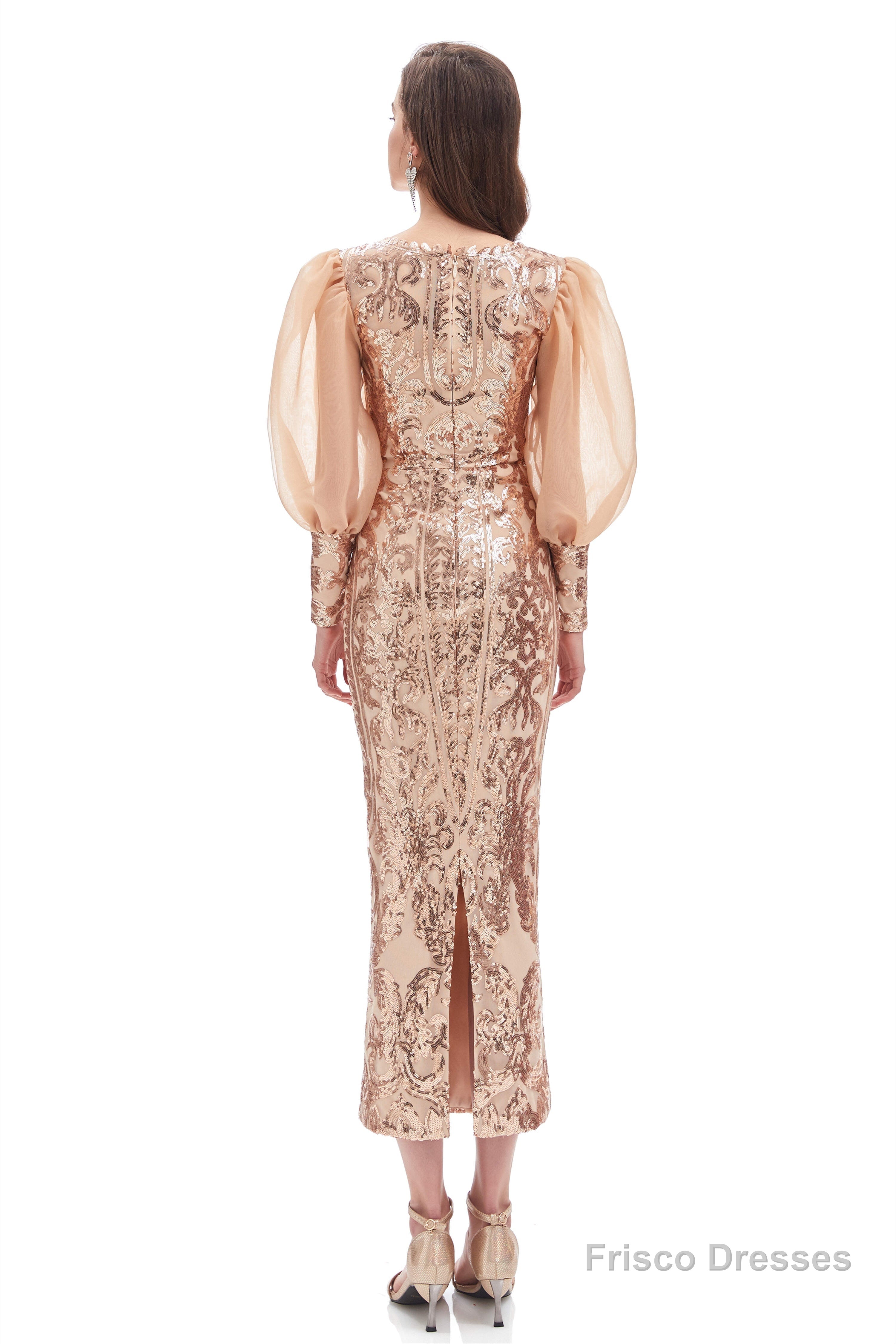 Long Sleeve Tea Length Prom Dresses