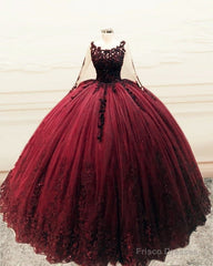 Long Sleeves Ball Gown Appliques Dresses