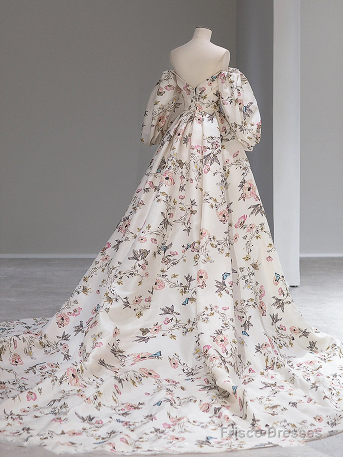 Long Sleeves Floral Long Prom Dresses, Long Sleeves Formal Evening Dresses Secondary image