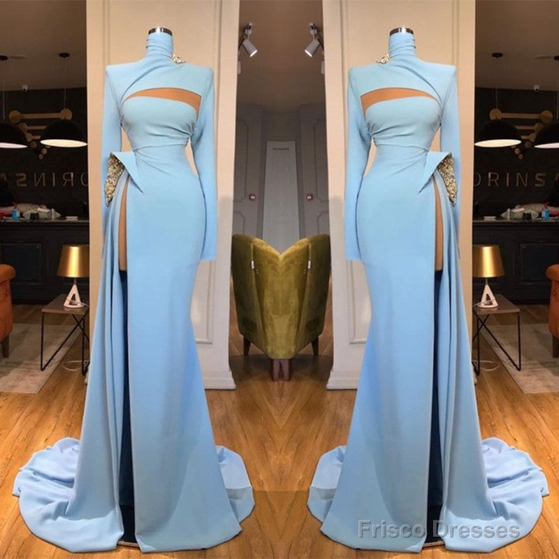 Long Sleeves High Neck Mermaid Prom Dress Long With Slit Secondary image