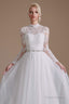 Long Sleeves High Neck with Tulle Train Full A-Line Wedding Dresses