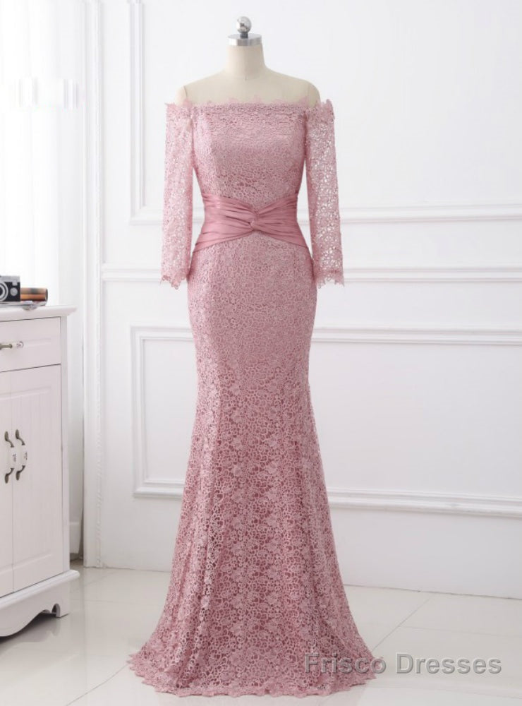 Long Sleeves Lace Criss-Cross Mother of The Bride Dresses Main image