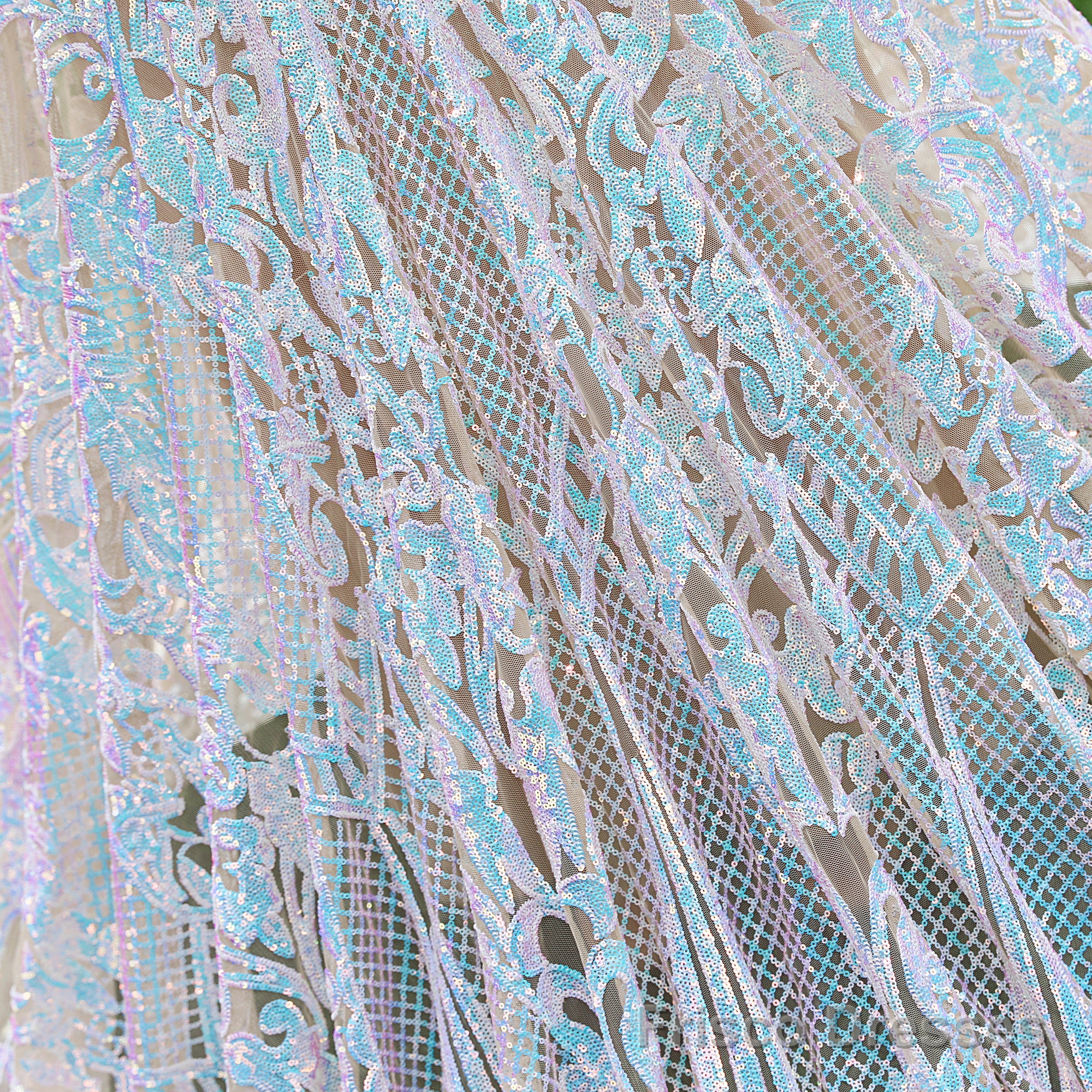 Long Sleeves Sequins Mermaid Prom Dresses Iridescent Shower Party V Neck Evening Dress Chapel Train