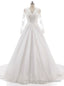 Long Sleeves V Neckline Backless Lace Appliques Wedding Gowns