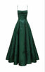 Long Spaghetti Straps A-Line Green Prom Dresses, Long Prom Dresses