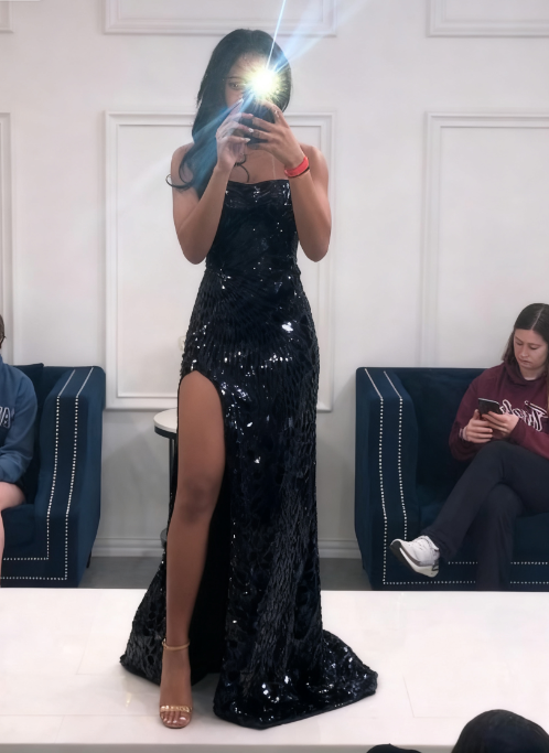 Long Spaghetti Straps Mermaid Slit Prom Dresses, Long Prom Dresses