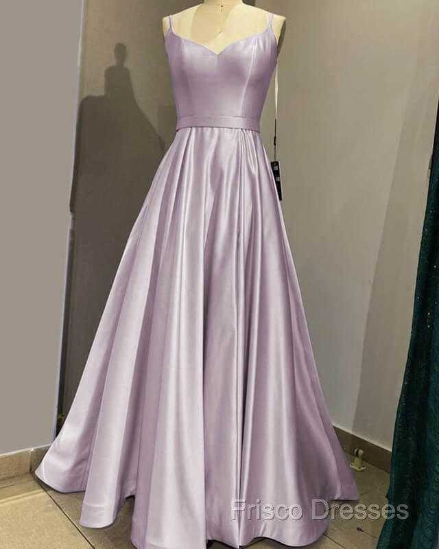Long Spaghetti Straps V Neck Slit Satin Dress Secondary image