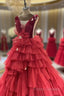 Long Tulle Red Formal Prom Dress