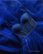 Long Tulle Sparkly Sweetheart Corset Dress