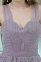 Long Tulle Sweetheart Lavender Sleeveless Lavender Prom Dresses