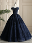 Looking For Cute And Stylish Navy Blue Ball Gown Tulle Lace Off the Shoulder Beading Quinceanera Dress
