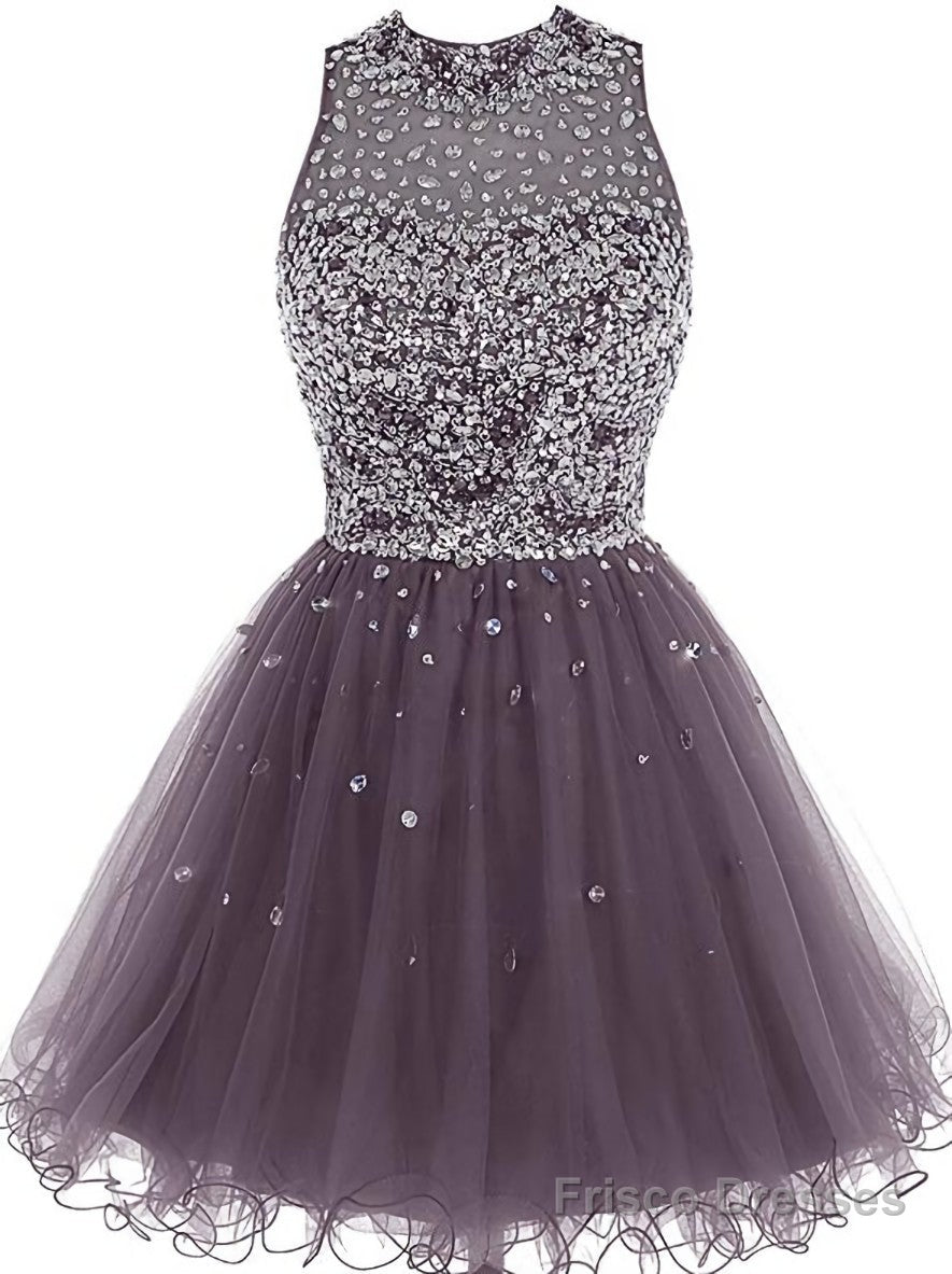 Lovely Beaded Tulle Homecoming Dress, Short Prom Dress Secondary image