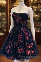 Lovely Black Sweetheart Short Homecoming Dress, Black Formal Prom Dress