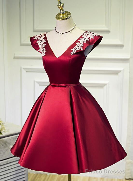 Lovely  Cap Sleeves Short Party Dresses, Satin Homecoming Dress Main image