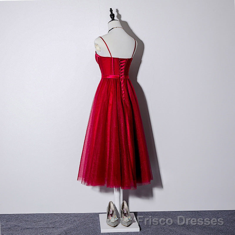 Lovely Dark Red Sweetheart Tulle Prom Dress, Wine Red Evening Dress Homecoming Dress