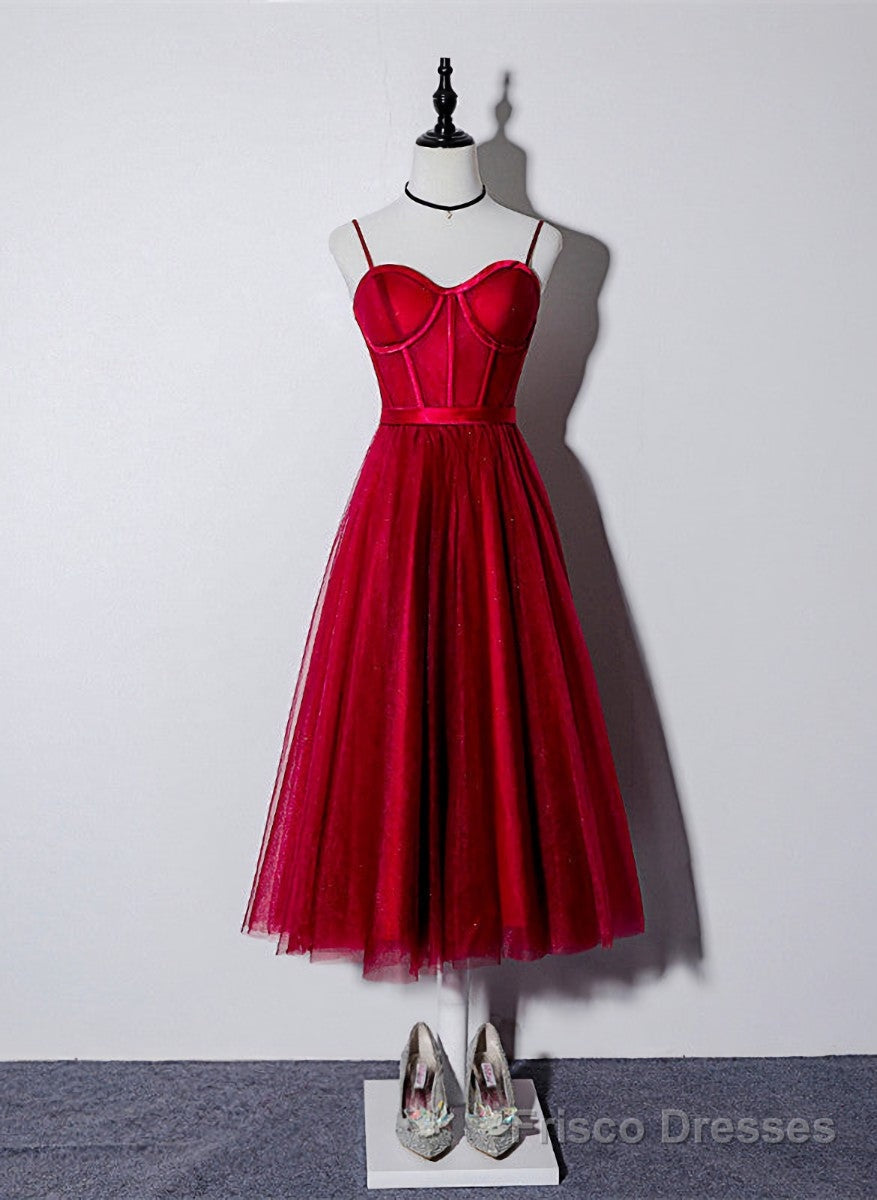 Lovely Dark Red Sweetheart Tulle Prom Dress, Wine Red Evening Dress Homecoming Dress Secondary image