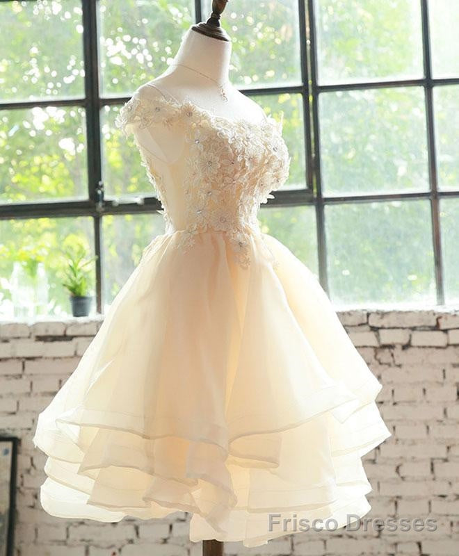 Lovely Flowers Organza Layers Short Party Dress, Cute Homecoming Dress Prom Dress Main image