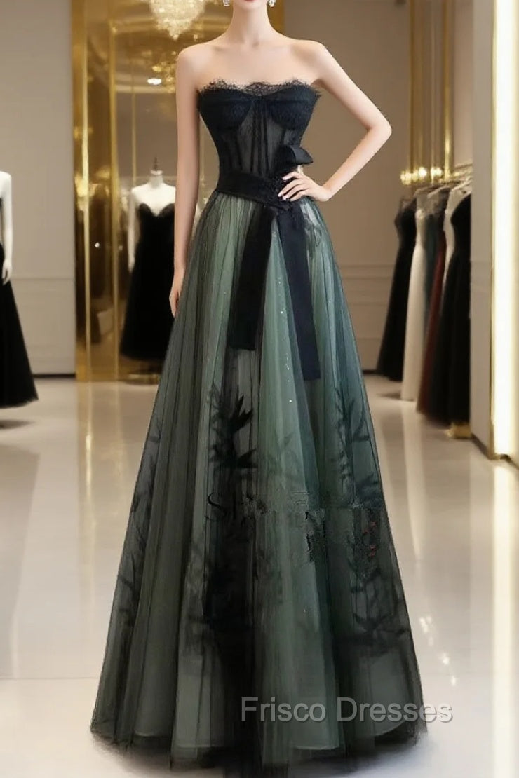 Lovely Green And Black Sweetheart Long Evening Dress, A-Line Formal Prom Dress Party Dress Main image