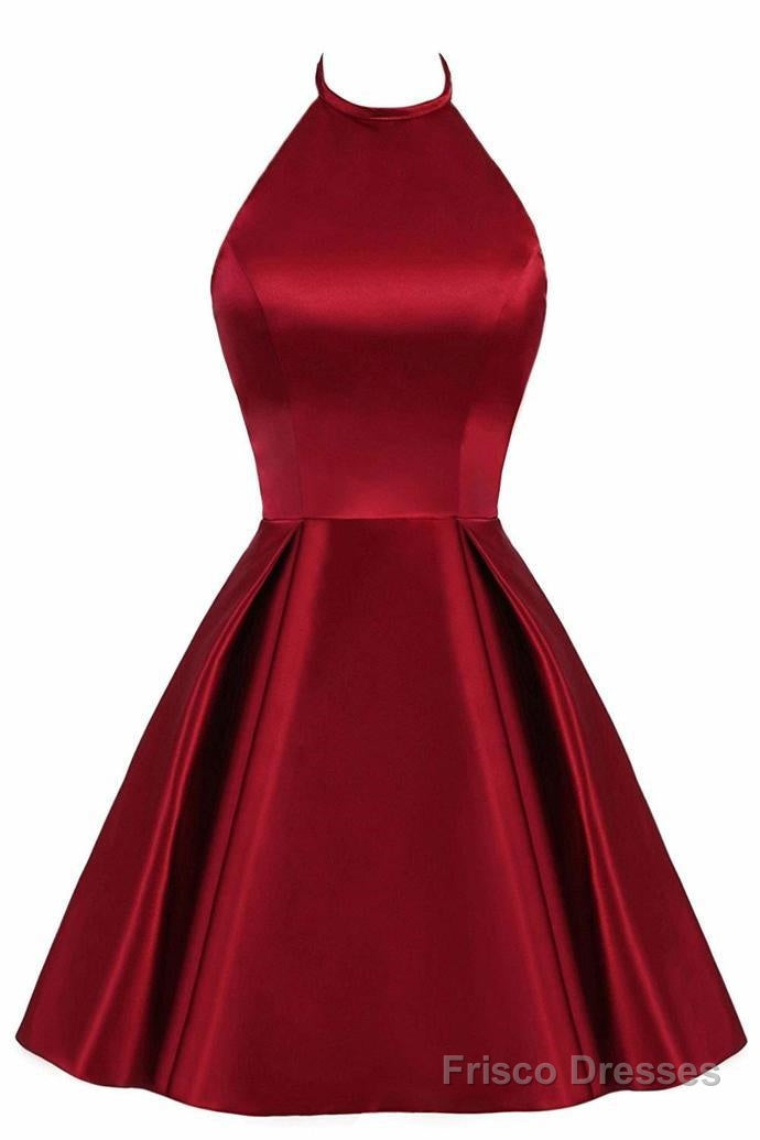 Lovely Halter Short Prom Dress, Homecoming Dresses , Satin Formal Dress Main image