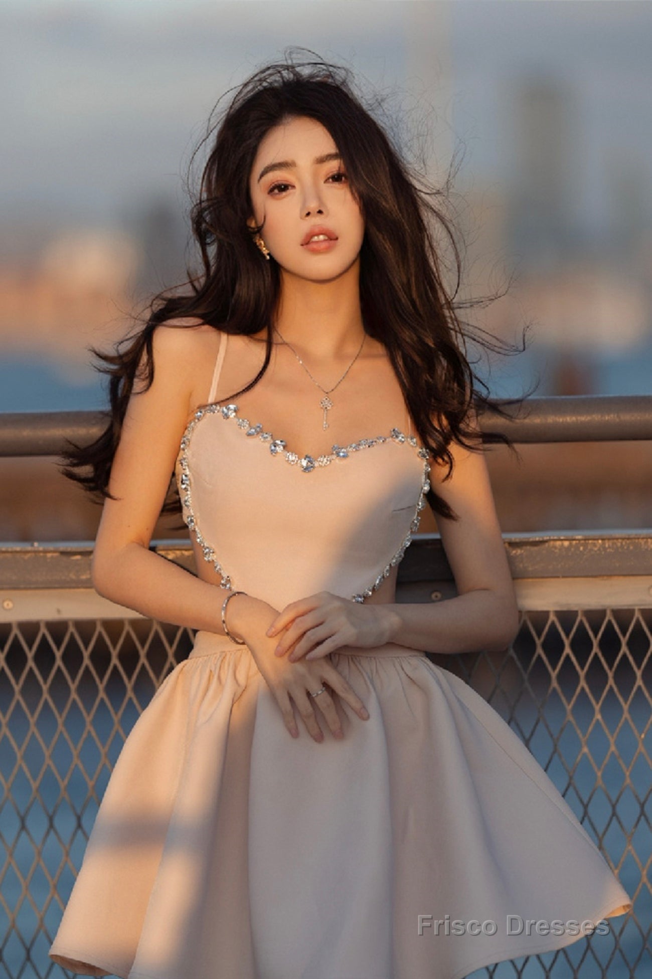 Lovely Heart-Shaped Diamond Backless Prom Dresses, Party Dresses