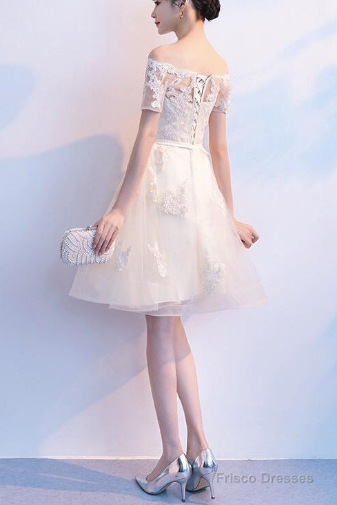 Lovely Ivory Organza Short Sleeves Party Dress, Cute Party Dress, Lovely Short Prom Dress Secondary image