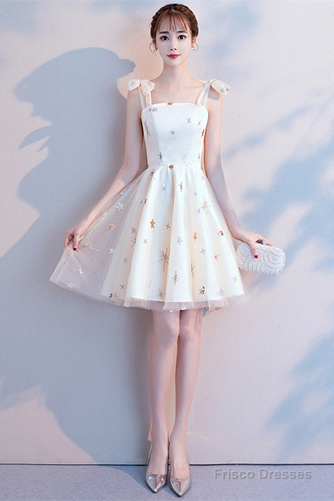 Lovely Ivory Short Party Dress Homecoming Dress, Ivory Simple Short Prom Dress Secondary image