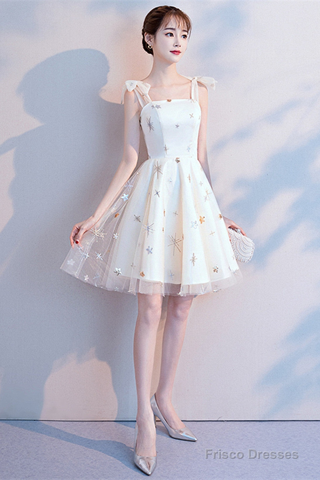 Lovely Ivory Short Party Dress Homecoming Dress, Ivory Simple Short Prom Dress Main image