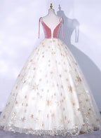 Lovely Ivory Tulle Ball Gown Straps Party Dress, Ivory Sweet 16 Dress Formal Dress