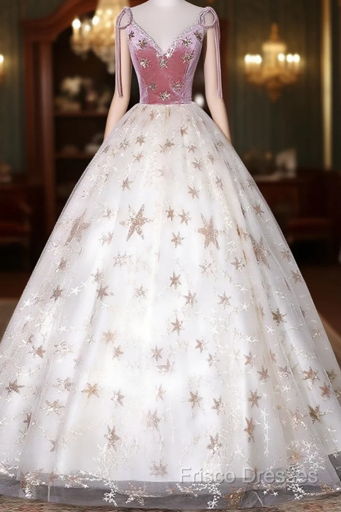 Lovely Ivory Tulle Ball Gown Straps Party Dress, Ivory Sweet 16 Dress Formal Dress Main image