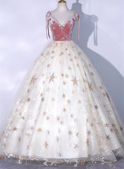 Lovely Ivory Tulle Ball Gown Straps Party Dress, Ivory Sweet 16 Dress Formal Dress